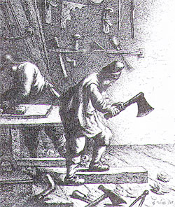 Tischlerwerkstatt im Jahre 1635